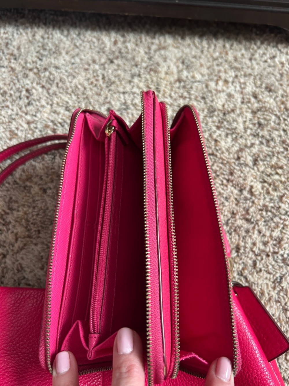 Hot Pink Leather Shoulder Bag and matching wallet/wristlet - Coach - Picture 6 of 6